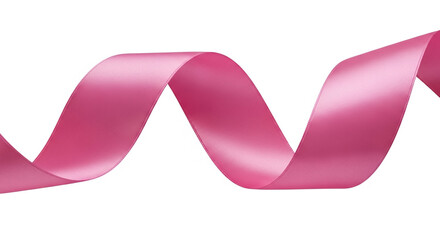 Pink Ribbon on White Background, Decorative Element, Gift Wrapping Accessory