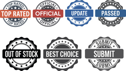 Fototapeta premium Set of Official Business Rubber Stamps including Top Rated and Best Choice