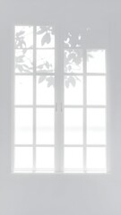 Fototapeta premium Interior view of a white window with shadows from foliage