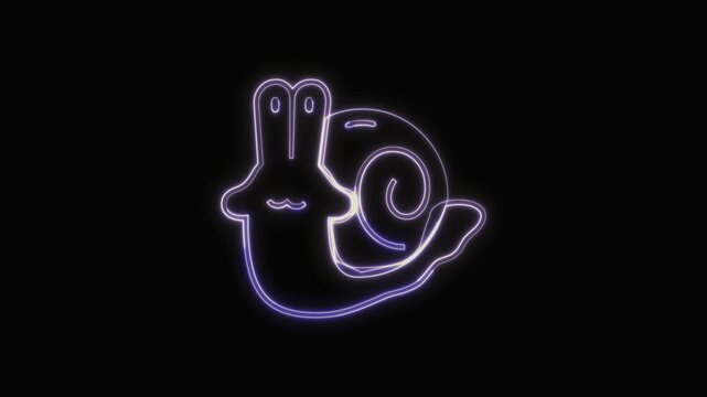 Snail Icon Neon Seamless Loop 4K with Black Background Animated Promotional Typography for Video Editing