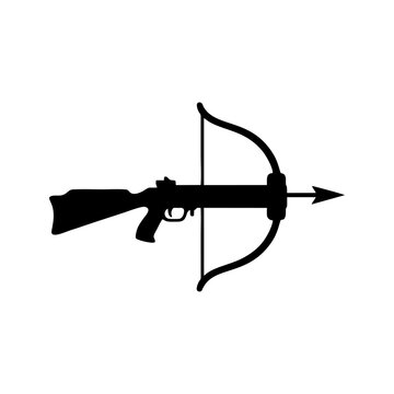 silhouette vector of a crossbow pistol with a white background
