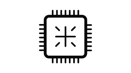 Obraz premium Computer CPU chip processor icon vector in black line art style