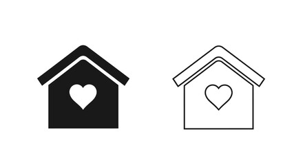 Fototapeta premium Mother's day house icon with heart symbol for love and care Vector