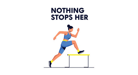 Obraz premium Female athlete hurdling obstacle