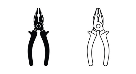 Two depictions of combination pliers one solid one outlined silhouette