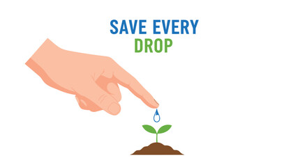 Water conservation icon with hand and seedling