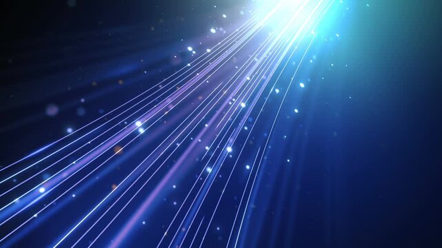 abstract blue light ray background with particles stars