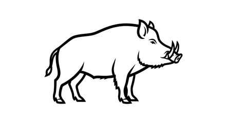 Fototapeta premium Wild Boar Line Art Illustration.