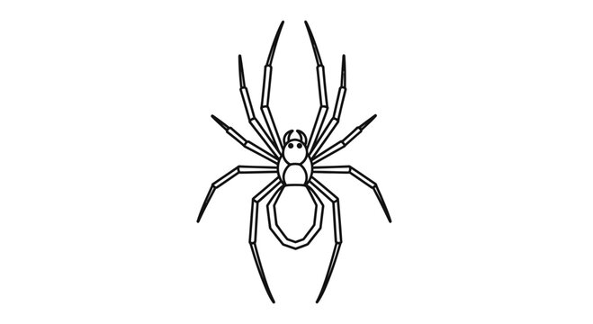 Detailed outline drawing of a spider with eight legs.