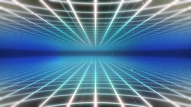 abstract blue motion background with rays grid tunnel