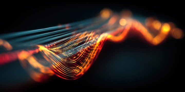 Abstract glowing lines and particles flowing in a dark digital network