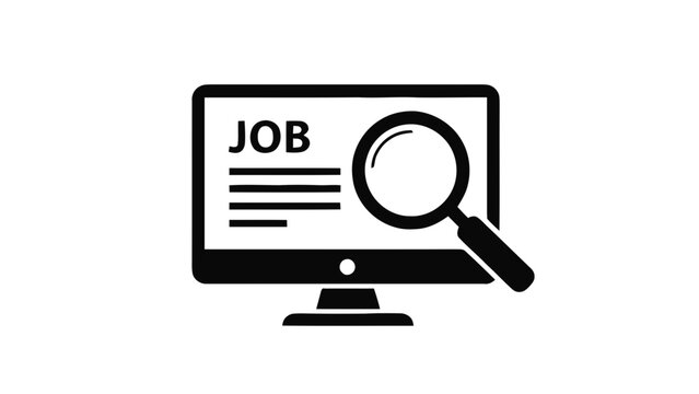 Vector illustration&nbsp;of job search on computer screen with magnifying glass icon concept on a transparent background