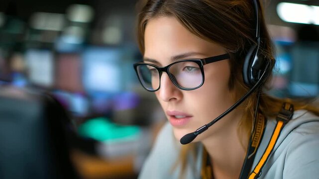Focused emergency operator dispatching aid, unsung hero in headset, emergency response work, 911 call center scene, crisis communication moment, faceless operator working,