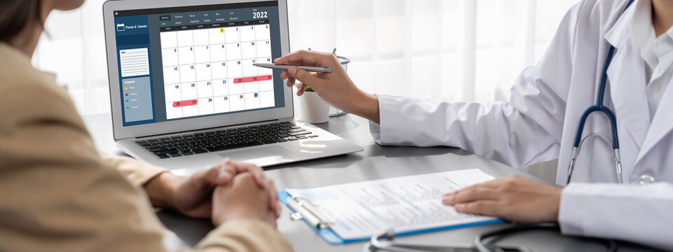 Calendar on computer software application for brisk schedule planning for personal organizer and online business