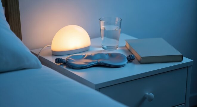 Cozy Nightstand Scene with Soft Light and Relaxation Essentials