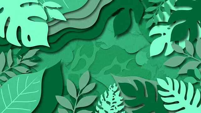 Close up of leaves floating in backdrop or Close up of cutout shapes moving in layer