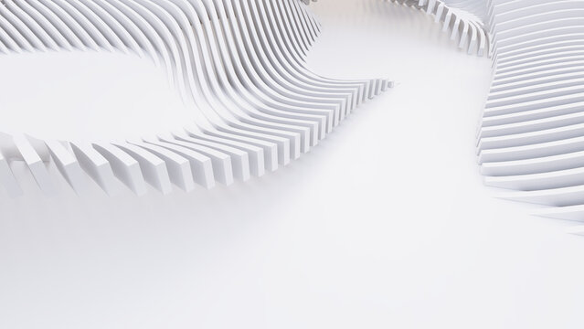 Abstract Curved Shapes. White Circular Background.