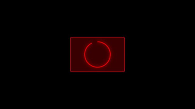 Neon glowing play button with neon rectangle. audio neon plays button icon animation.