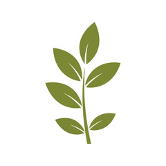 Fototapeta premium Green Leaf Branch Vector Clipart Isolated on White Background for Eco Design