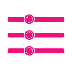 Obraz premium Three pink progress bars with circular indicators on white background