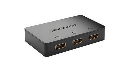 Hdmi splitter device with multiple ports isolated on transparent background