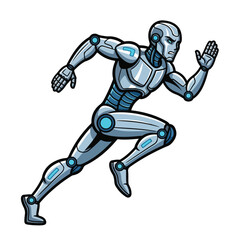 Robot Character Running in Futuristic Metallic Suit