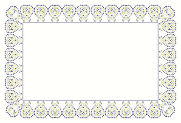 Elegant paisley ornament frame border with vintage decorative floral pattern background