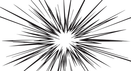 Obraz premium Black and white abstract burst of lines radiating from center, dynamic explosion of energy on Transparent Background