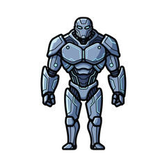 Fototapeta premium Cartoon style futuristic robot warrior standing in full body armor