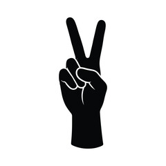 Obraz premium Peace Sign Hand Gesture Victory Silhouette Icon