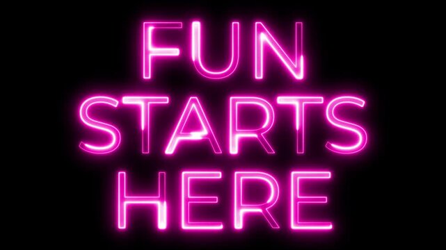 Fun Starts Here Pink Neon Sign Animation Loop Title Sequence