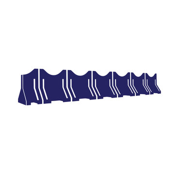 blue plastic roof tile pieces in a row on white background for architecture