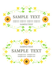黄色い花と植物の春らしい装飾フレーム素材
