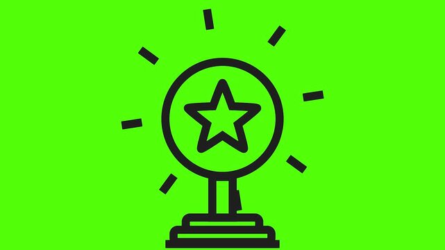 Trophy on Green Backdrop: A minimalist vector graphic depicts a star-topped trophy, symbolizing achievement, set against a vibrant green backdrop.