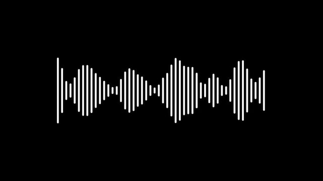 Modern white digital audio waveform equalizer visualization on black background