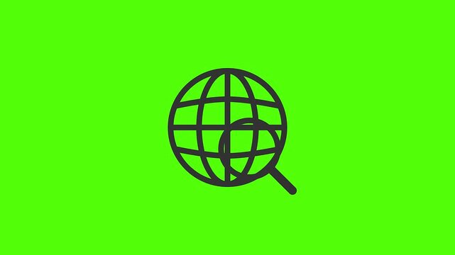 Global Exploration Icon: A simple yet impactful icon of a globe, intertwined with a magnifying glass, symbolizing global exploration, research, and the pursuit of knowledge.