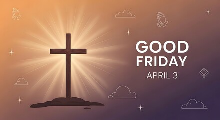 Celebrating the solemnity of good friday on april third with a radiant cross symbol