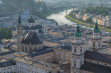 Fototapeta premium Salzburg old town cityscape viewed from Hohensalzburg Fortress