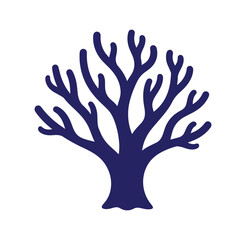 Obraz premium Coral reef icon in dark blue color simple silhouette on white background