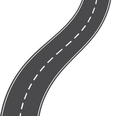 Curved Road with Clear Lane Markings in a Bright Open Landscape