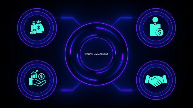 Wealth Management Concepts Neon Infographic Financial Money Growth Investment finance