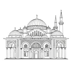 Fototapeta premium Large mosque building with domes and minarets architecture