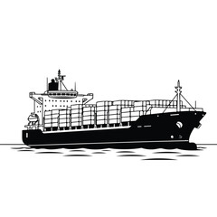 Obraz premium Large cargo ship sailing on calm waters with stacked containers on deck