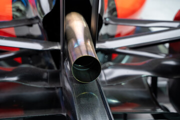 Naklejka premium Close up of Formula 1 race car exhaust pipe detail.