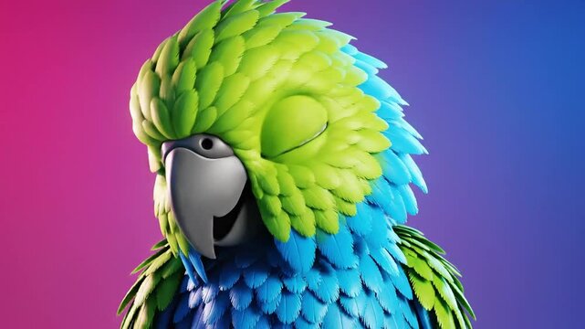 Vibrant Digital Parrot with Green and Blue Feathers for Creative Projects and Marketing Campaigns.
