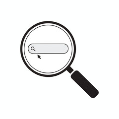 Magnifying Glass Over a Search Bar Screen for Digital Search and Investigation