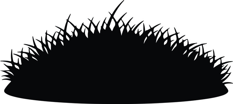 silhouette of a thick grass patch bush plant for landscape vector design