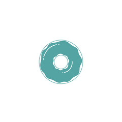 Charming and simple graphic design of a delicious glazed donut in a refreshing mint green hue, ideal for sweet treat themes and confectionery projects