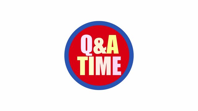 Round q and a time badge animation for live webinar session broadcast and social media marketing