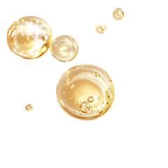 Golden bubbles floating against a solid black background